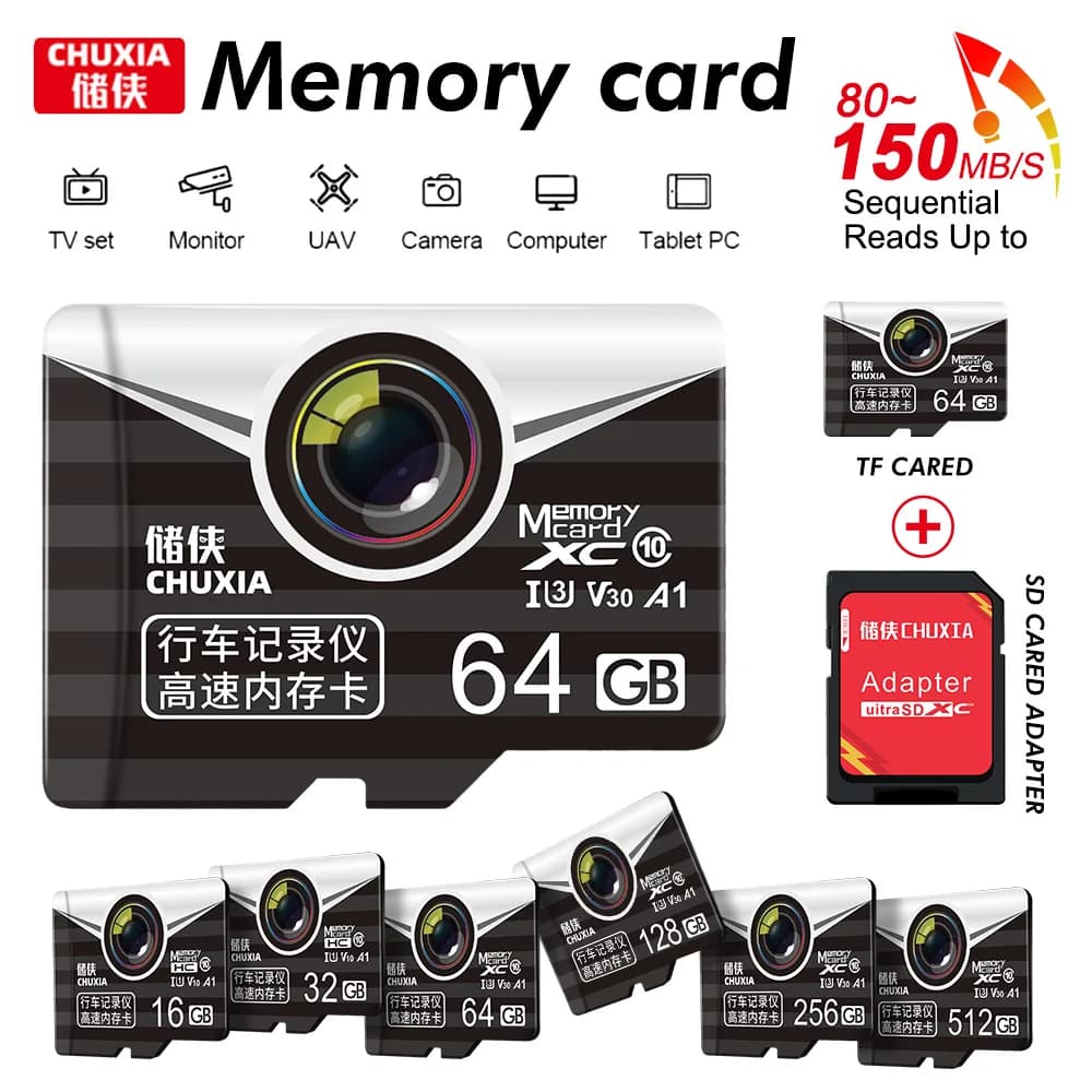 Nuova scheda Flash SD Scheda di memoria da 256 GB Class10 Micro TF A1 V30 Schede Flash TF ad alta velocità 512 GB per telefono cellulare/fotocamera di sorveglianza