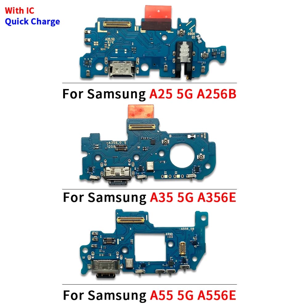 Parti del connettore del cavo flessibile della scheda della porta di ricarica USB per Samsung A25 5G A256B A35 5G A356E A55 5G A556E modulo microfono
