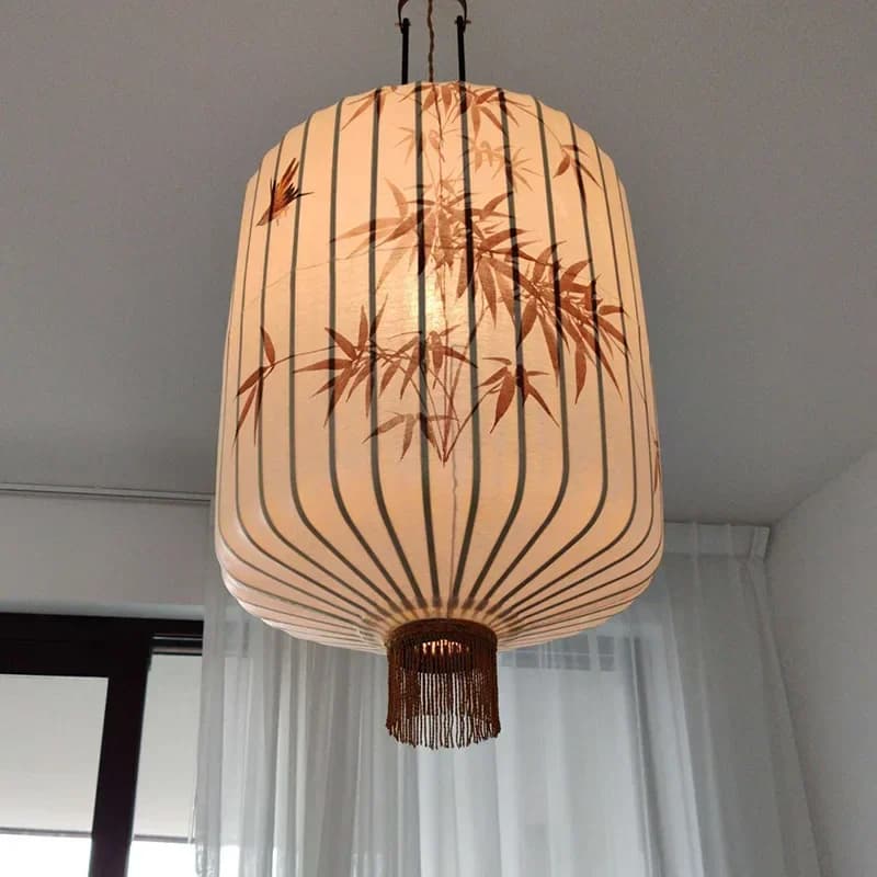 Lampadario in tessuto giapponese stile medievale Zen Retro soggiorno ristorante nuovo ristorante cinese lanterna decorativa per la casa LED