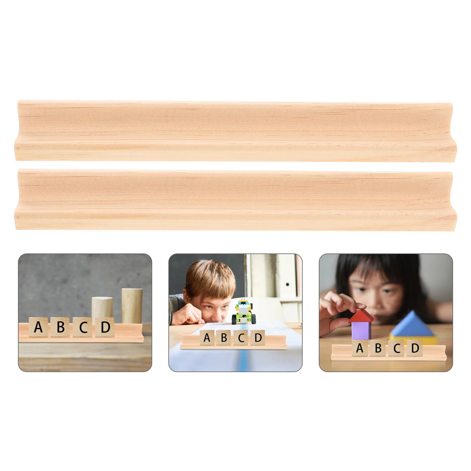 5Pcs Wooden Letter Tile Holders for Natural Wood Game Piece Racks Stable Elegant Domino Mahjong