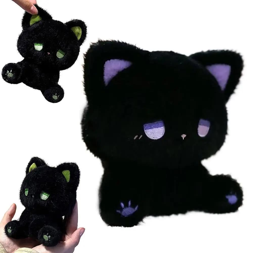 Kawai Plush Cat Toy Sad Emo Seated Cartoon Doll Fluffy Softly Stuffed Doll Exquisite Creative Birthday Valentine's Day Gift