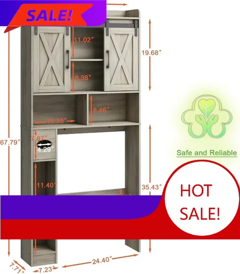 Mobiletto salvaspazio da bagno stile rustico con ante scorrevoli e porta carta igienica, ideale per il bagno.