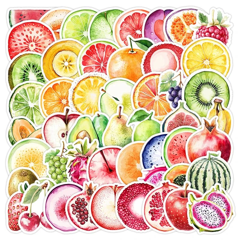 50 pezzi di frutta mista graffiti adesivi decorazione laptop piatto di frutta scatola di cancelleria bottiglia d'acqua bagagli decalcomanie autoadesive giocattolo