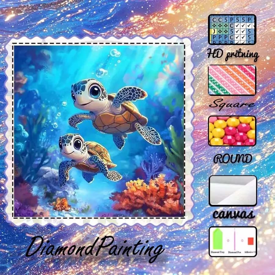 1 pezzo di tessuto floccato 5D fai da te, trapano speciale, kit per pittura con diamanti, tartaruga, oceano, mosaico con motivi, arte con diamanti
