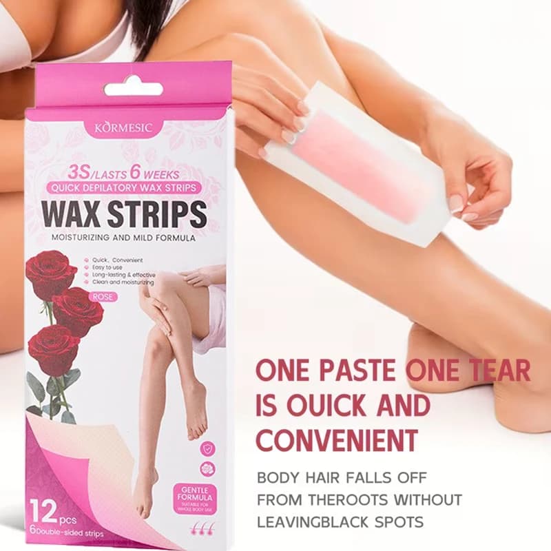 Kit Depilatorio con 12 Strisce di Cera per Donne e Uomini, per Viso, Gambe, Braccia e Corpo, Delicato, Non Irritante, Rapido e Facile, Strumenti di Bellezza