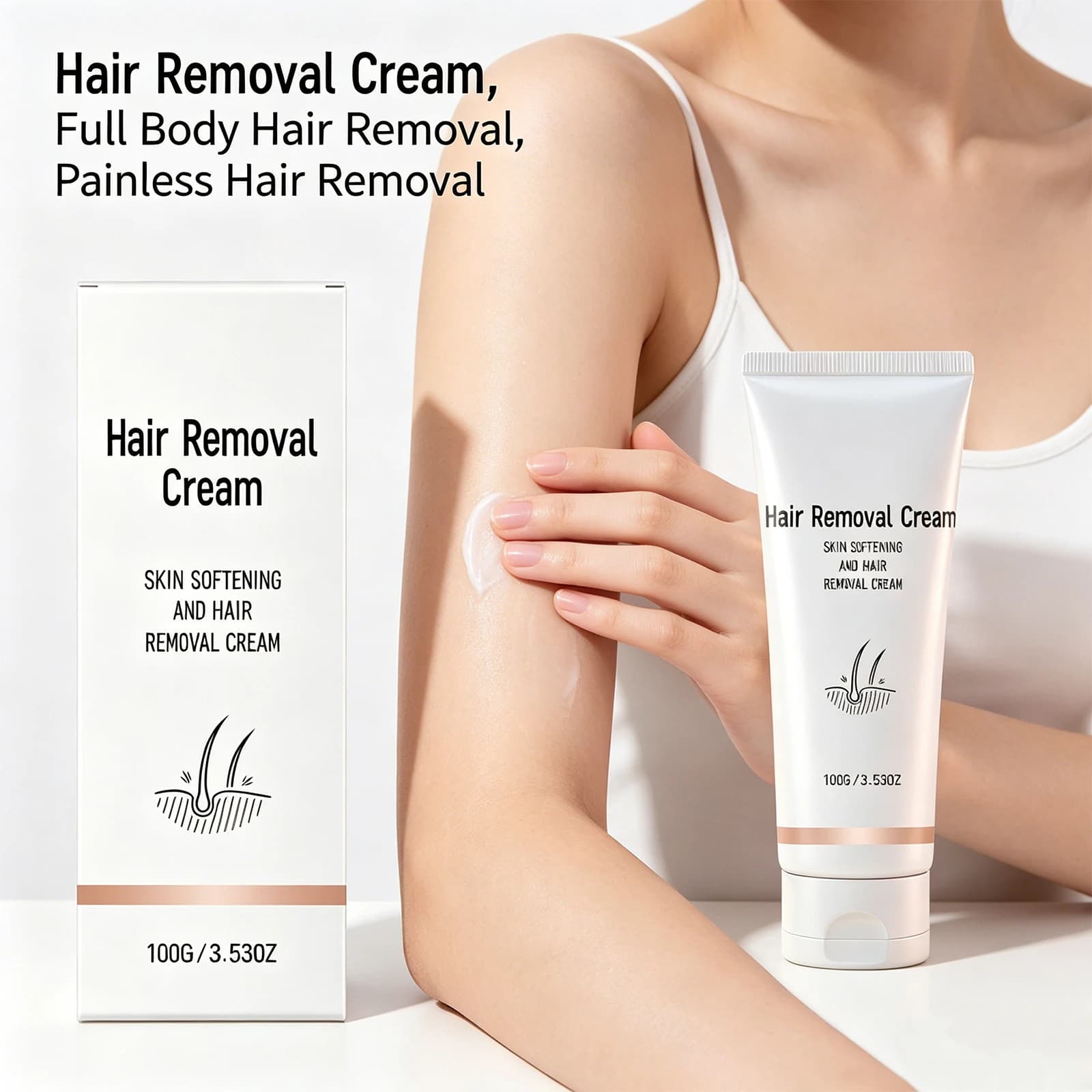 Crema depilatoria rinfrescante all'avocado, idratante e delicata per pelli sensibili, corpo intero, braccia e gambe, per una pelle liscia, 100g