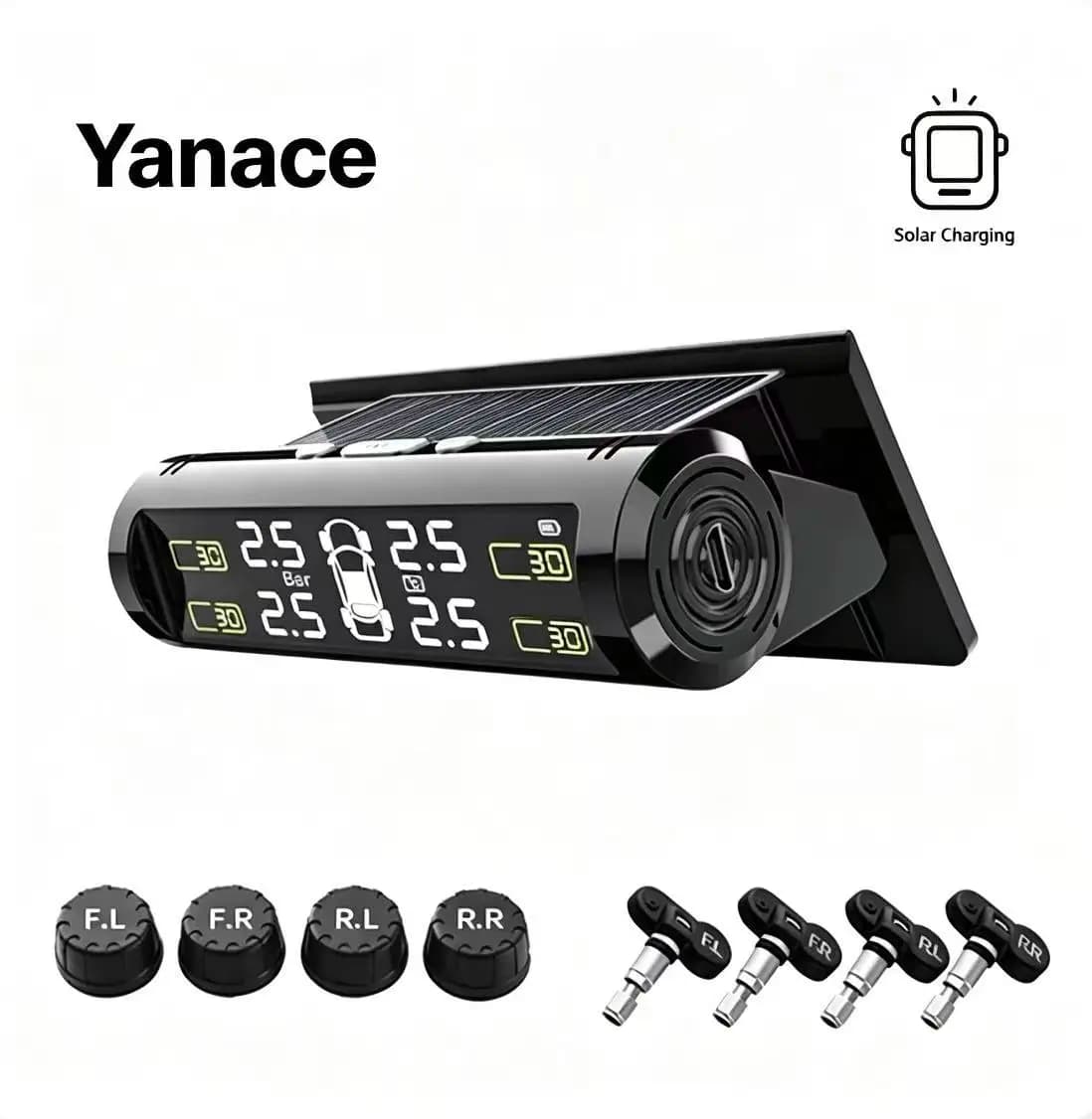 Solar TPMS Tire Pressure Monitoring System 4 Sensors Real‑Time Car Tire Pressure & Temperature Alarm for Vehicle Safety