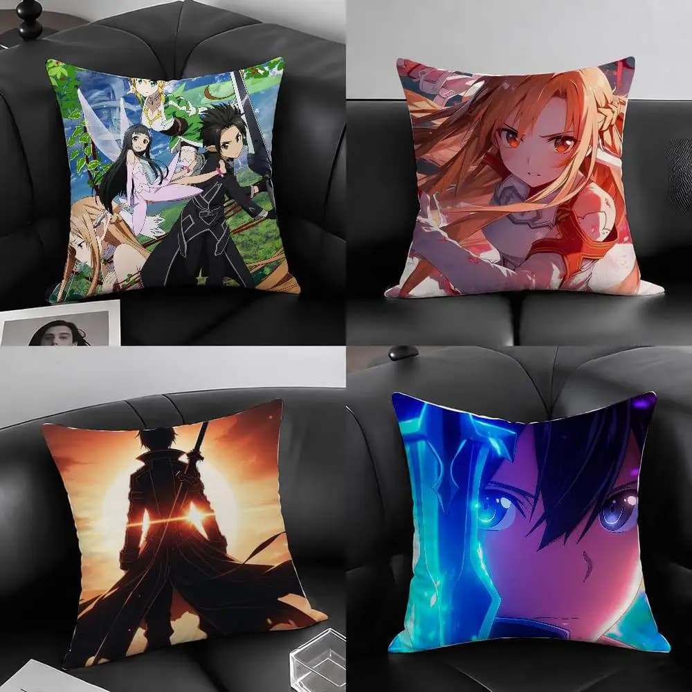 Fodera per cuscino in peluche morbido a pelo corto di Asuna di Sword Art Online, per divano, camera da letto, soggiorno, decorazione per la casa, idea regalo