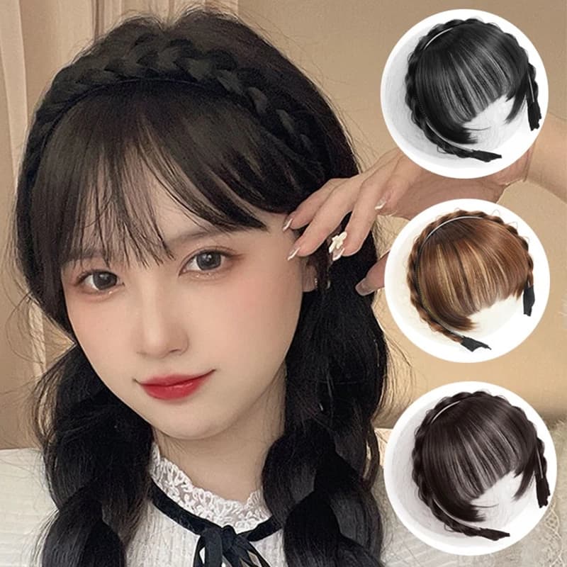 Fascia per capelli finta Parrucca con frangia Frangia Fascia per capelli Estensione per capelli Donne Ragazze Clip nell'estensione dei capelli Accessori per capelli Clip per parrucchino