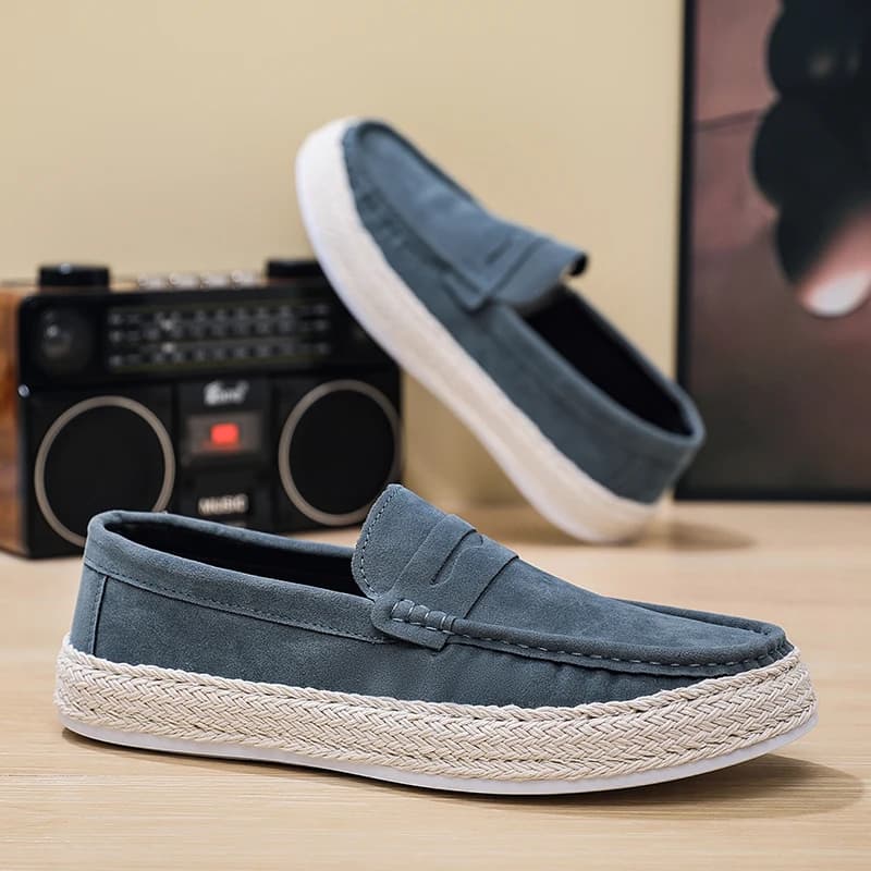 Suede Leather Men's Loafers Round Toe Slip On Mules Men Formal Bussiness Shoes For Man Daiky Casual Flat Shoes Male