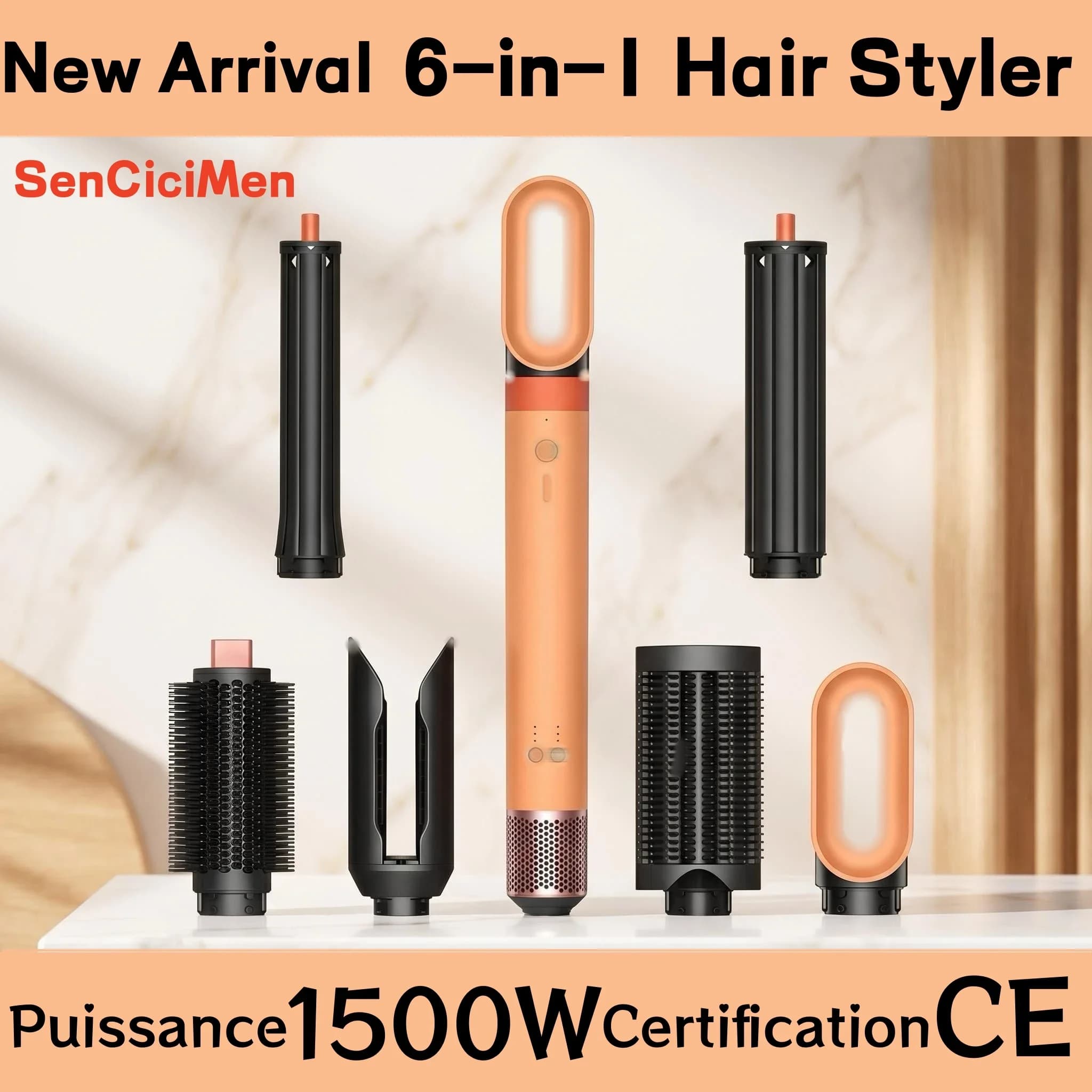Styler per capelli 6 in 1 con ioni negativi, asciugacapelli multifunzione e ferro arricciacapelli combinato per styling e cura dei capelli