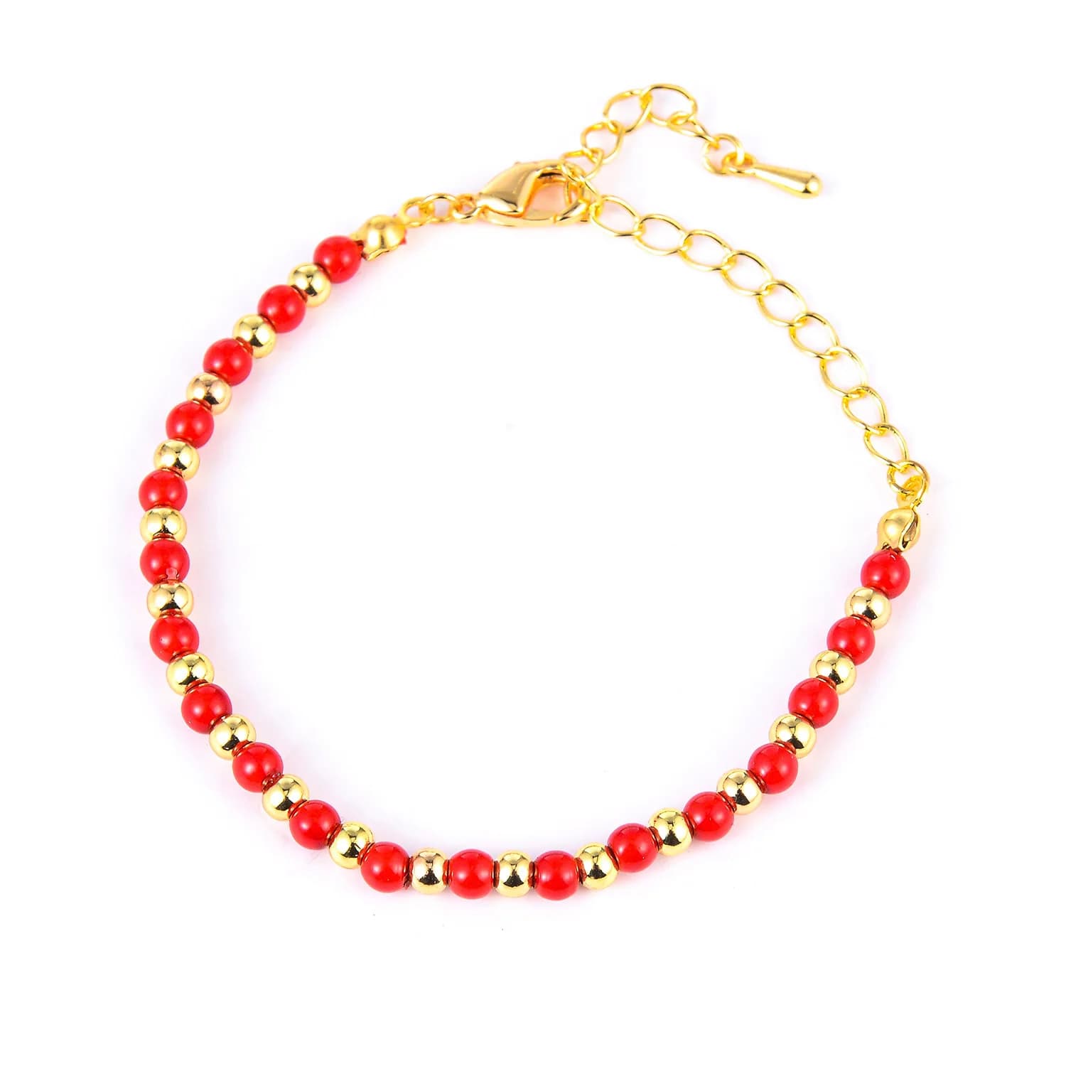 Bracciale a catena con perline rosse, oro, argento, moda, per bambini, neonate, regalo di festa