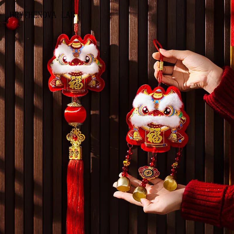 2pcs 1/ Snake Year Pendant New Year Pendant Decor Living Entrance Room Door Lion Awakening Wind Chime Lucky Red Ornament