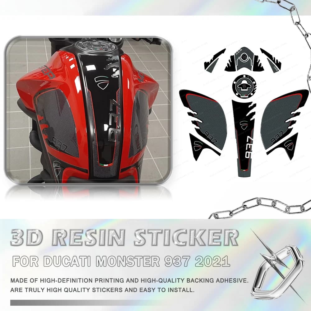 MONSTER 937 2021 Motorcycle Accessories 3D Epoxy Resin Tank Pad Protection Sticker for DUCATI MONSTER 937 2021