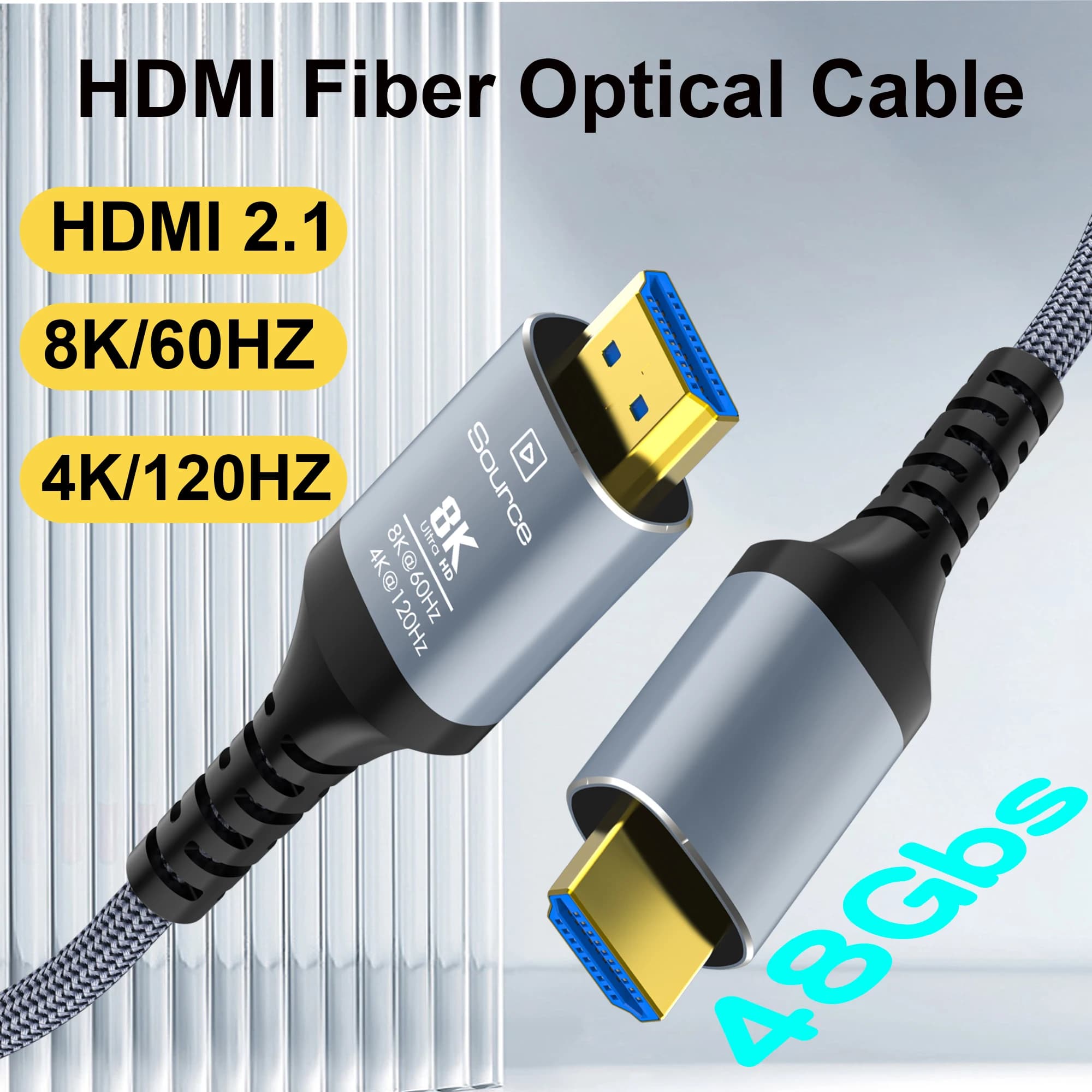CYANMI fiber optic cable HDMI 2.1 10m 15m 8K60Hz 4K120Hz 8K 4K HDMI 2.1 eARC Dynamic HDR HDCP 2.2 2.3 for PS5/4/Blu-ray/Xbox/LG/Samsung/TCL/APPLE TV/Sony/RTX 3080 3080 4080 4090