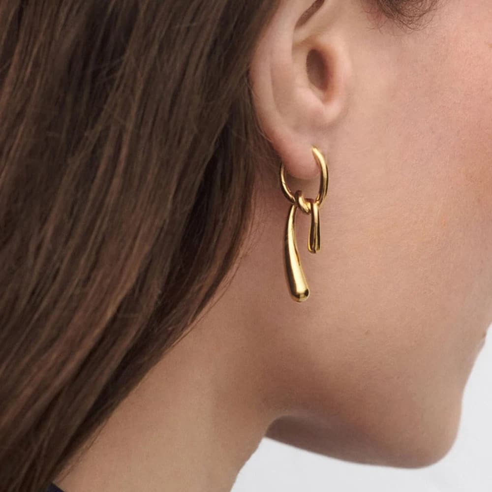 ENFASHION Aretes De Mujer Orecchini con nodo irregolare per donna Ottone placcato oro 18 carati High Street Gioielli di moda regalo E251792