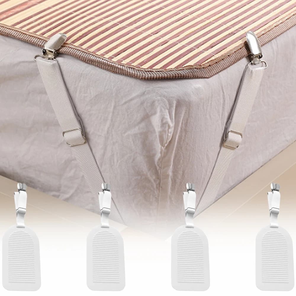 2/4 Pezzi Fermagli Invisibili per Lenzuola, Sistema di Bloccaggio per Materasso, Cuscini Divano, Biancheria da Letto, Antiscivolo, Organizzatore Domestico