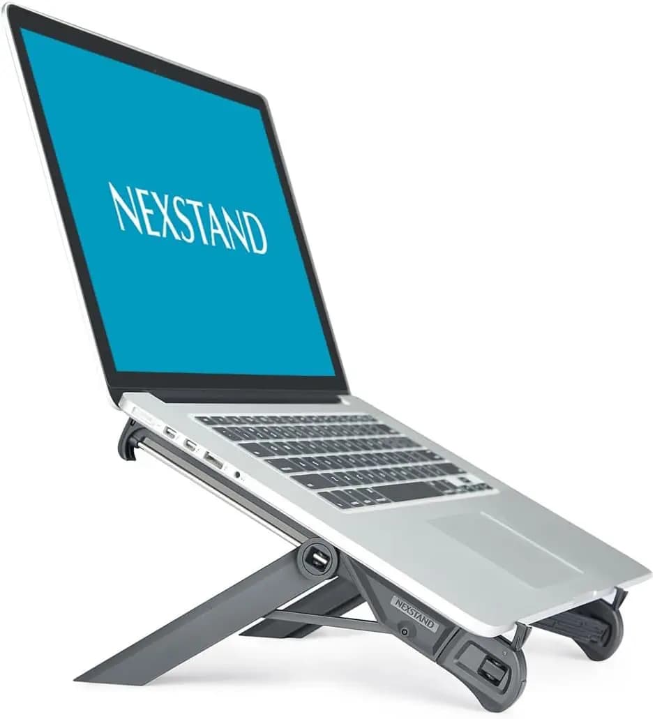 K7 Laptop Stand, Foldable Portable Ergonomic Laptop Riser for Desk, Universal Fit 10-17 Inches, One Step Open & Close, Lightweight for Travel Office Home Library