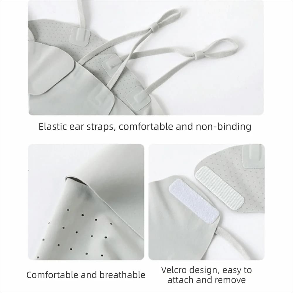 Adjustable Summer Detachable Ice Silk Mask Thin Sunshade Face Cover Solid Color Breathable Sunscreen Face Scarf Golf