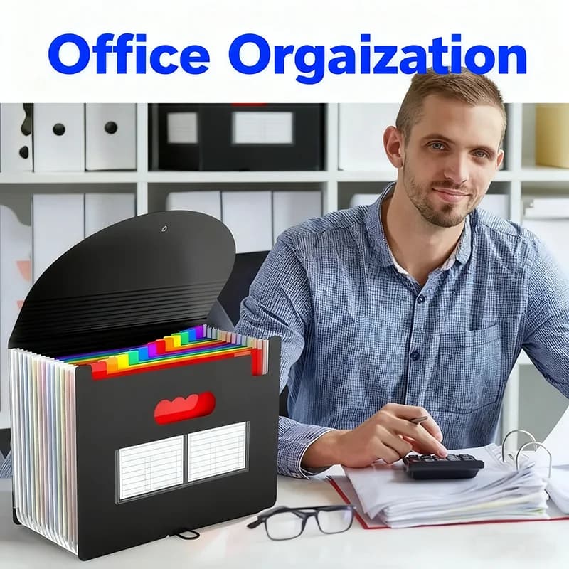 Cartella di file per fisarmonica con 13/25 tasche, organizer espandibile, porta documenti colorato portatile per ricevute di fatture di carta