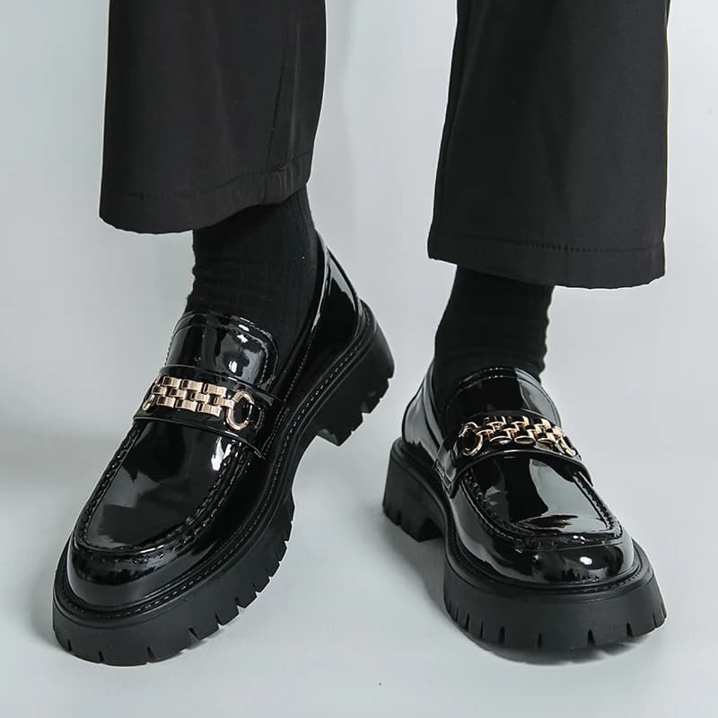 Mocassini da uomo in PU con suola spessa, scarpe professionali classiche da uomo d'affari, taglia 38-46