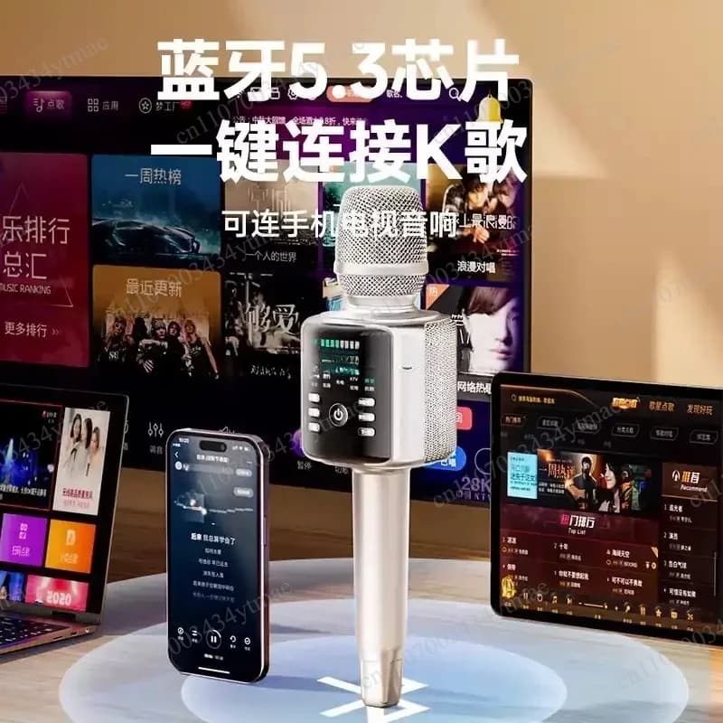 Microfono Karaoke H9 All-in-One con Altoparlante Wireless Portatile e Scheda Audio per Feste in Casa e KTV
