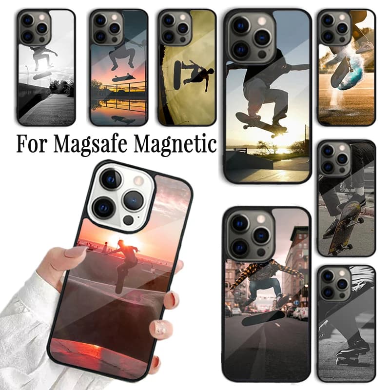 Cover per telefono Skate Extreme Sport per iPhone 17 AIR 16 15 14 13 12 11 Pro Max Plus, custodia magnetica wireless Magsafe