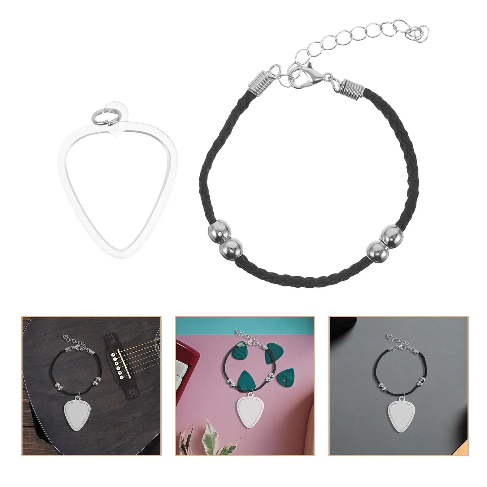 1Set Heart-Shaped Guitar Pick Holder Bracelet Compact Portable Plectrum Storage Case Small Guitar Pick Organizer Essential Music