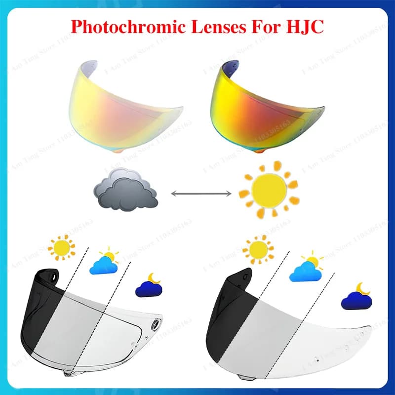 For HJC HJ17 HJ20M HJ26 HJ31 HJ33 HJ34P HJ35 HJ38 HJ41 HJ42 Photochromic Lenses Motorcycle Helmet Visor Replacement Lens