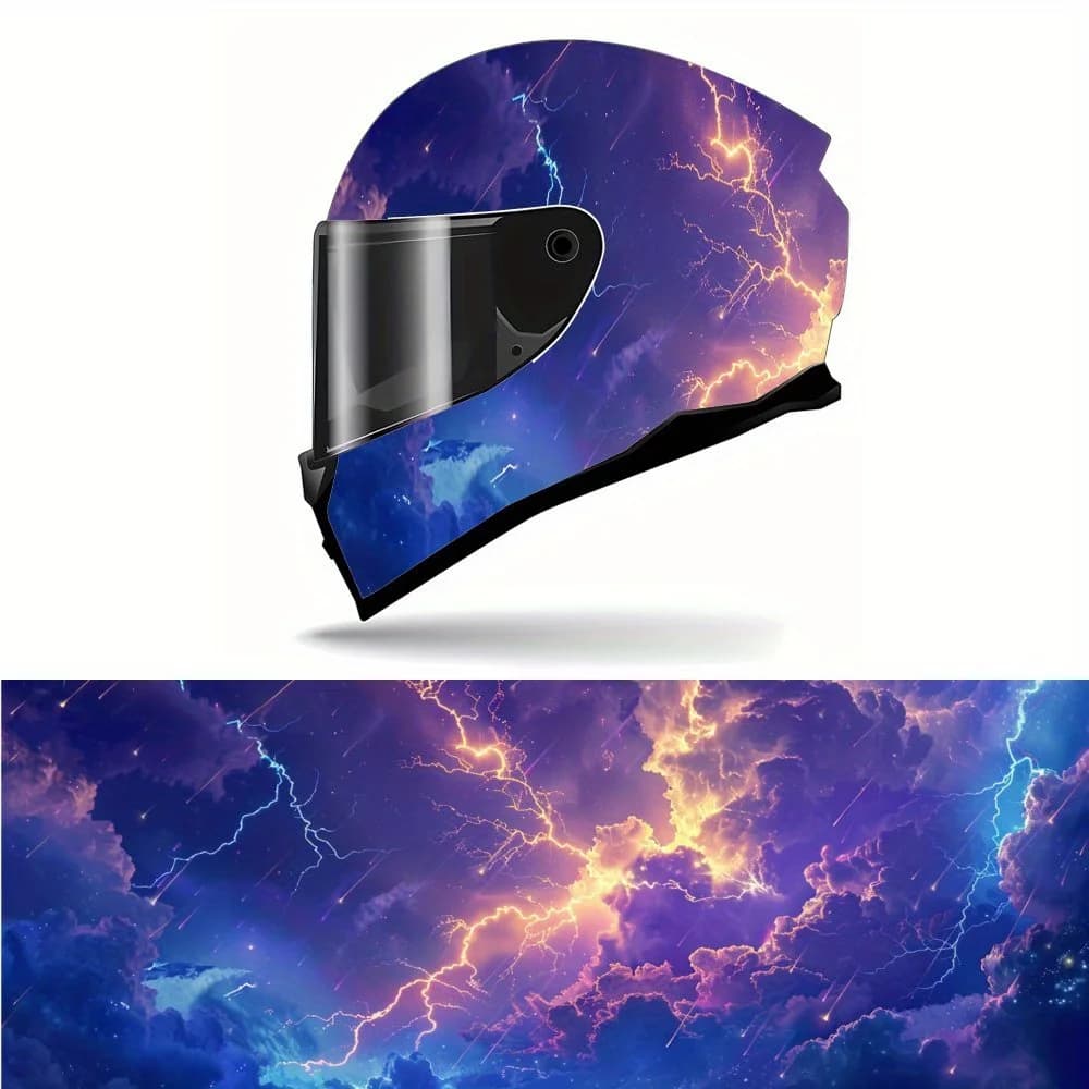 Dramatic Sky with vinyl wrap for helmet Lightning, waterproof removable decals for motorcycle helmets, universal scratch-resistant F