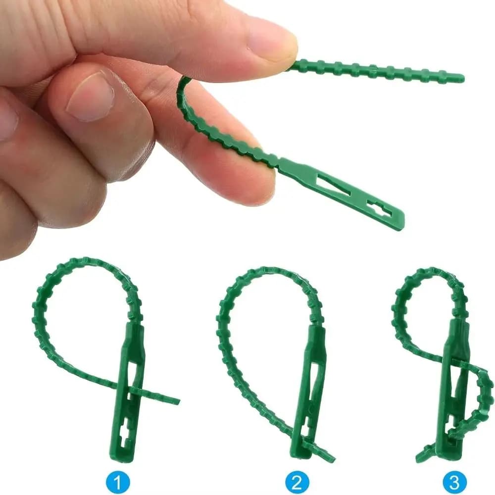 Fascette Regolabili per Piante in Plastica, Robuste e Riutilizzabili, Lunghezza 13cm, Flessibili per Giardino e Supporto per Alberi Rampicanti