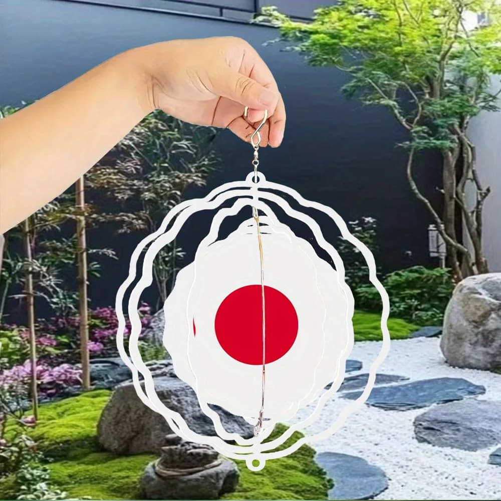 Featuring The Japan Flag Design, a Metal Wind Chime Double-Sided Printing Suitable for Outdoor Garden And Yard Decoration