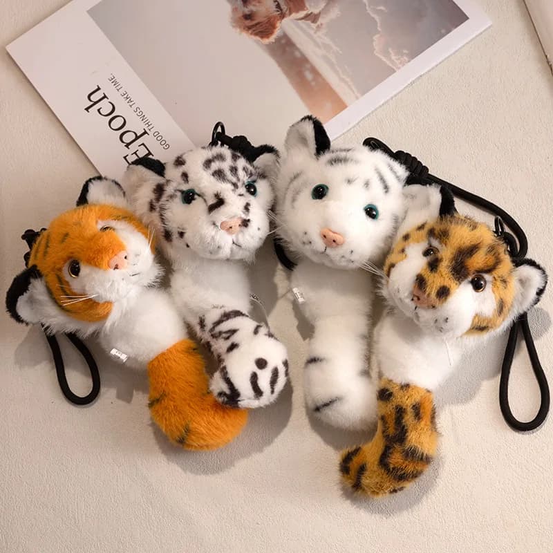 Peluche realistico da 15 cm con fibbia a strappo, ciondolo a forma di elefante, tigre, procione, leopardo, regalo per bambini e bambine