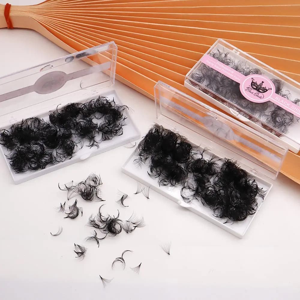 1000 Ventole Base a punta sottile Ventole sciolte preconfezionate Ciglia 3D-20D Volume russo Sharp Stelo stretto Cluster Estensioni ciglia Visone finto