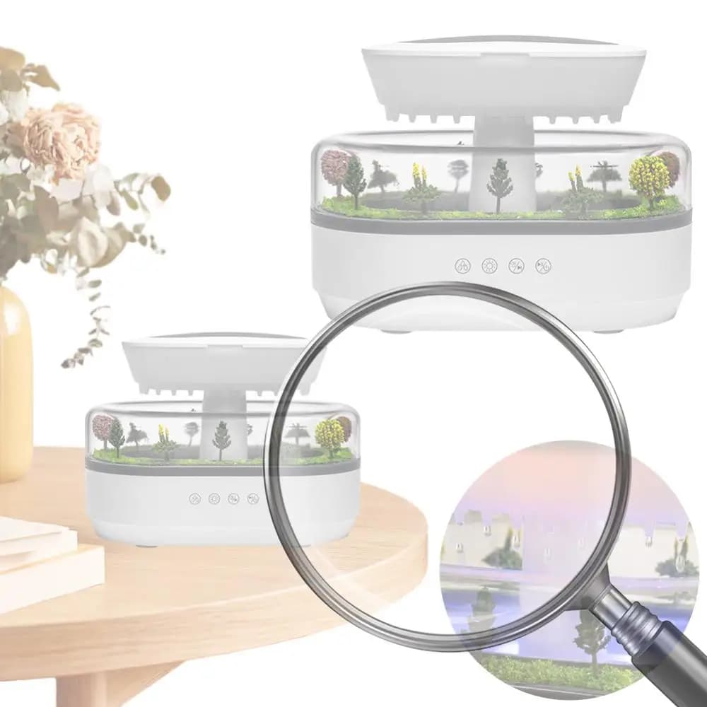 Umidificatore d'Aria con Micro Paesaggio a Goccia d'Acqua, Diffusore di Aromi con 7 Luci Notturne, Diffusore di Aromaterapia per Casa e Ufficio
