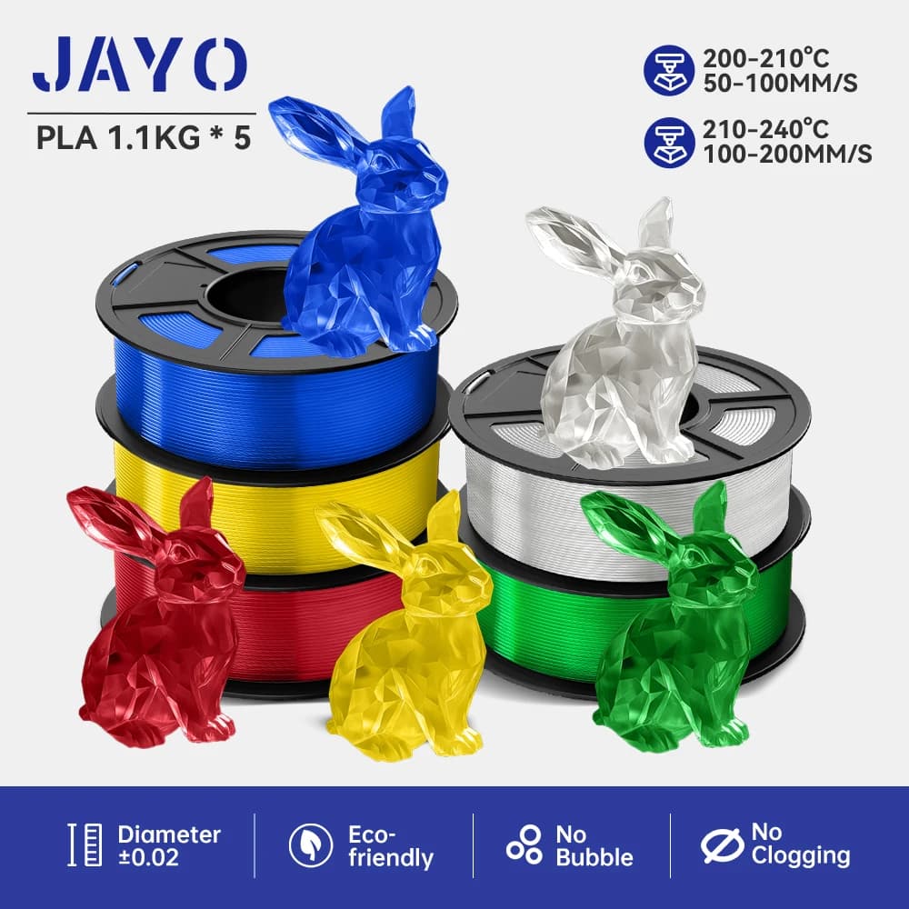 JAYO PLA PETG APLA ABS PLA + 2.0 SETA 3D Filament 5 Rolls 5.5KG 1.75mm 100% No Bubble FDM 3D Printer Materials DIY Gift
