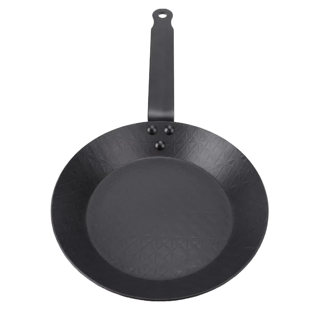 Durable Carbon Steel Frying Pan Black Even Heat Distribution Omelette Pan Practical Nonstick Steak Pan Home Cooking