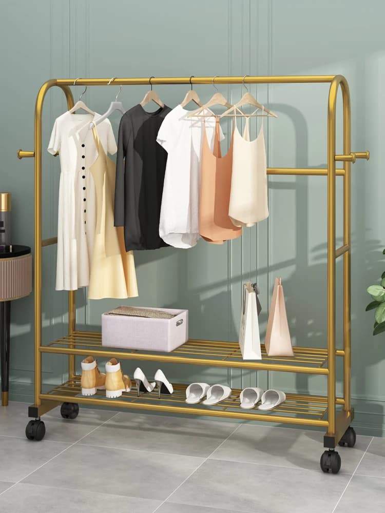 Floor-to-ceiling clothes rack for bedroom, folding clothes hangers for interior, simple storage for balcony
