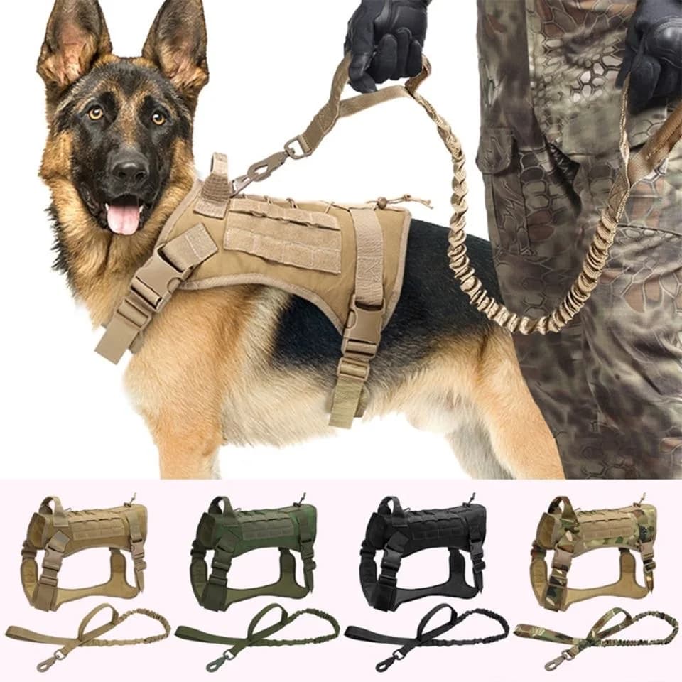 Pettorina tattica per cani - Gilet K9 di livello militare, imbracatura da lavoro regolabile per cani da polizia e avventura