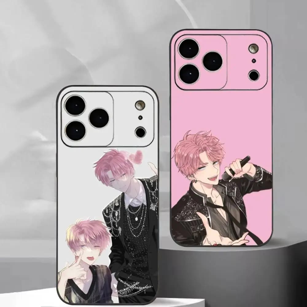 Cover per telefono Tamon's B-Side per iPhone 17, 16, 15, 14, 13, 12, 11 Plus, Pro Max, in morbido silicone nero