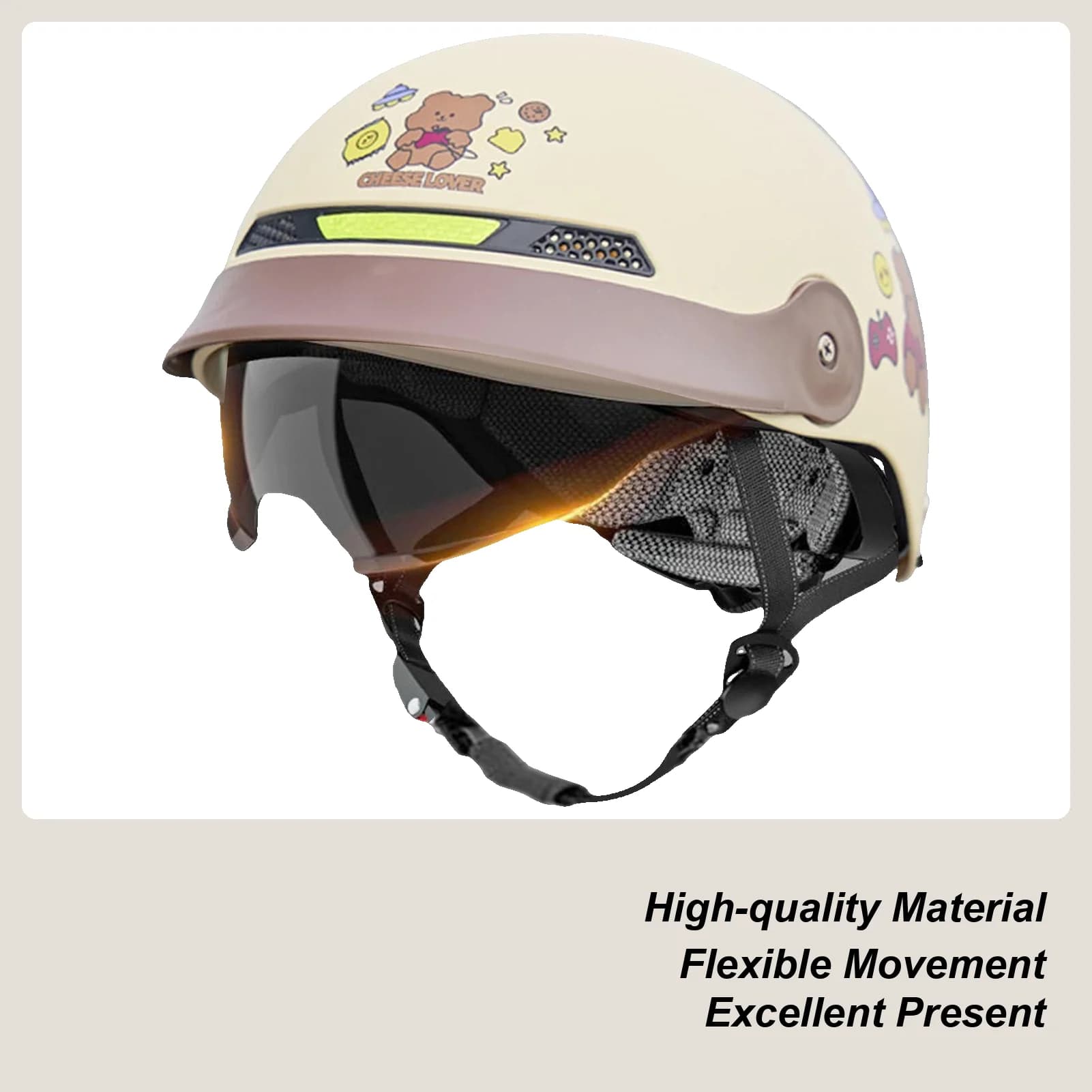 Mezzo casco da motociclista Visiera parasole Casco da ciclismo Protezione per la testa a sgancio rapido per donna Uomo Ciclismo Skateboard Moto