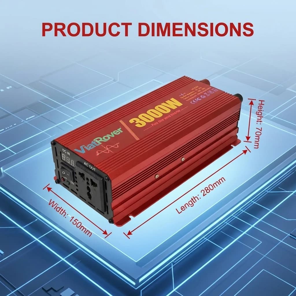 Versatile Pure Sine Wave Inverter for Laptops Phones Tablets 1200W/2000W/2600W Home Car RV Compatible 110V-120V 220V-240V