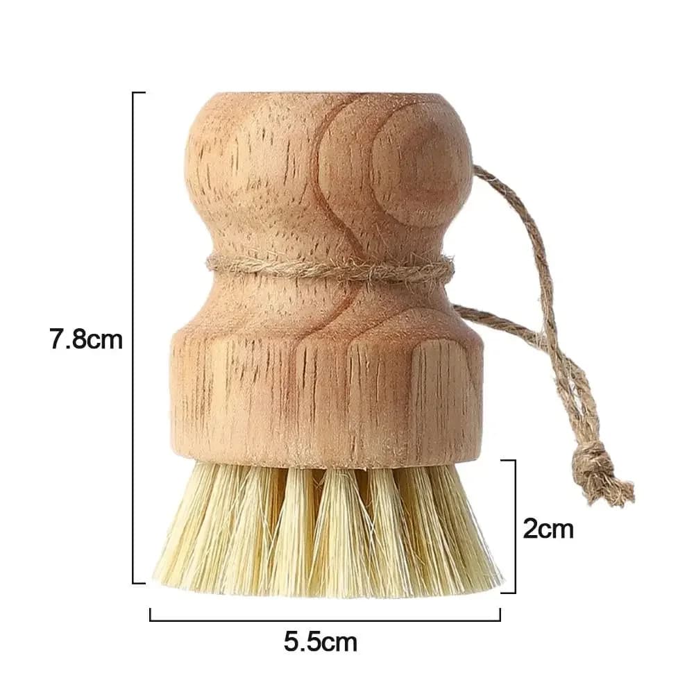 Set di 2 Spazzole per Pulizia Cucina in Legno con Setole Naturali di Sisal e Cocco, Durevoli, Portatili, Ecologiche, Zero Sprechi