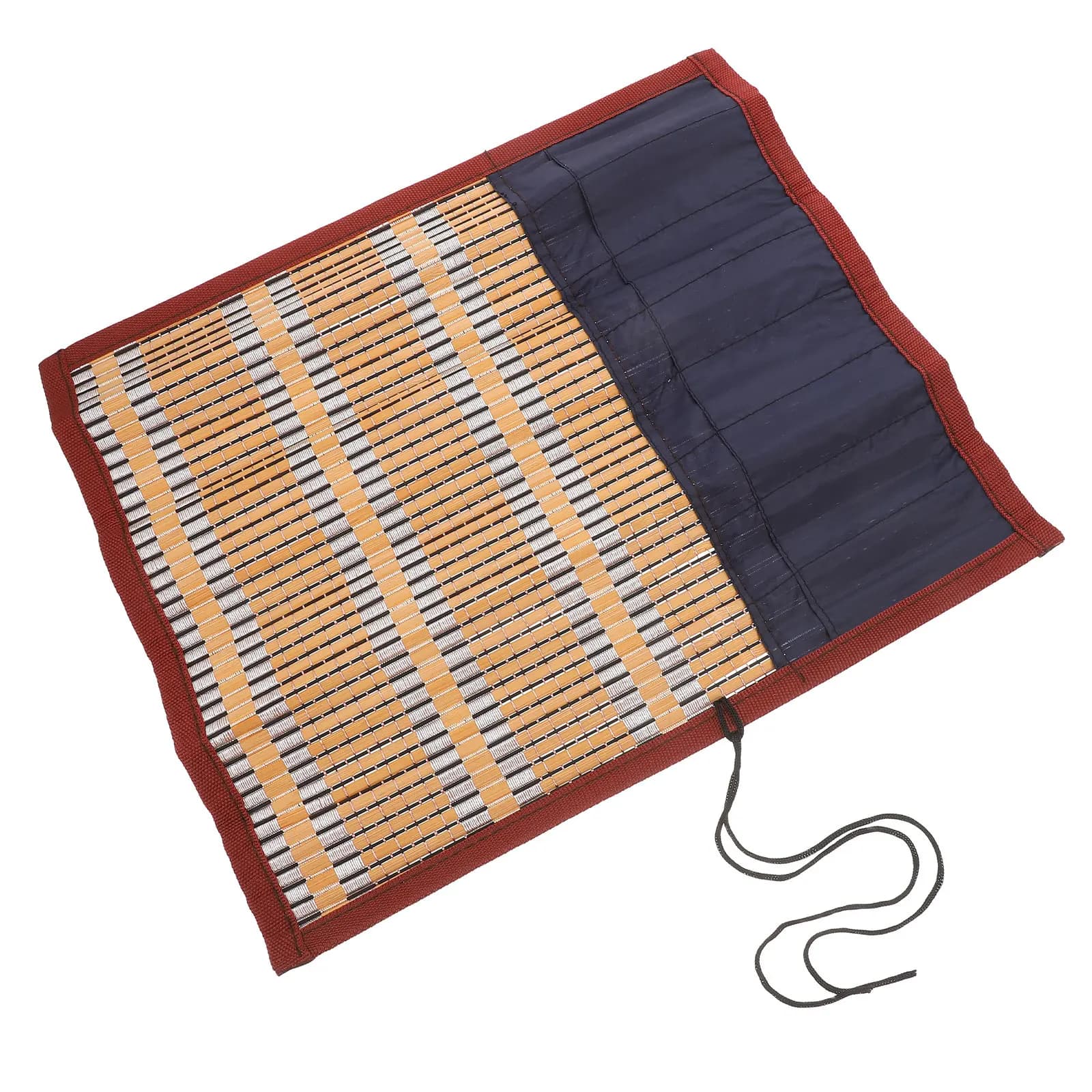 1Pcs Bamboo Rolling Brush Roll Wrap Holder Case Size L 8 Slots Lightweight Portable Pencil Storage Organizer Breathable