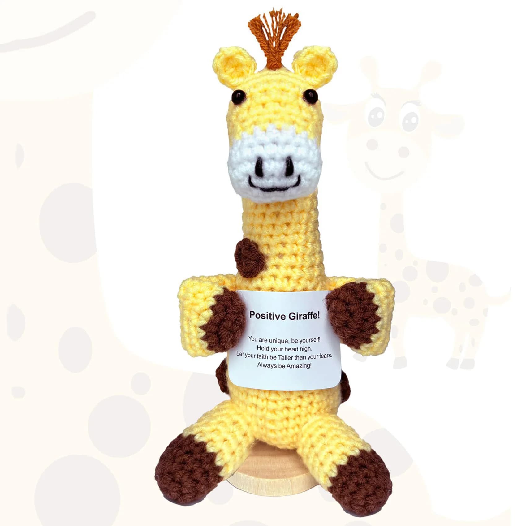 Divertente bambola giraffa a energia positiva all'uncinetto con carta Home Room Decor Giraffa lavorata a mano lavorata a mano Ornamento da tavolo Regalo di Natale