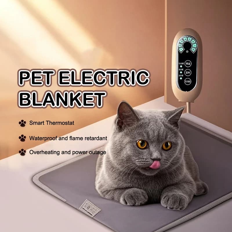 Tappetino riscaldante per gatti/cani, cuscino riscaldante elettrico per animali domestici con sensore intelligente a 3 timer con cavo resistente alla masticazione, letto riscaldato caldo per interni per cani e gatti