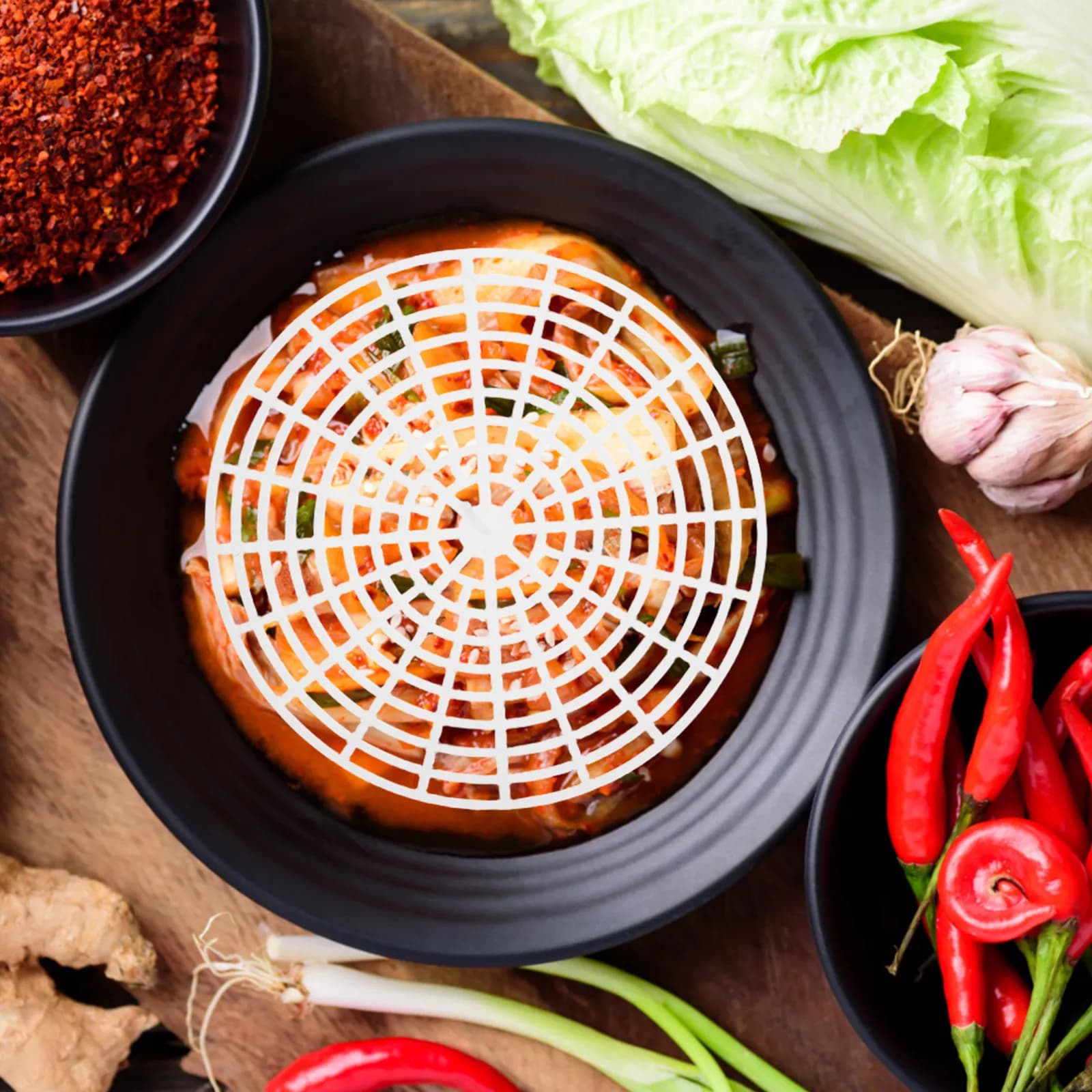 Set of 5 Plastic Plates for Fermentation, Sottaceto Vegetable Press, Bocca Larga Baractol Weight, Food Storage Tool