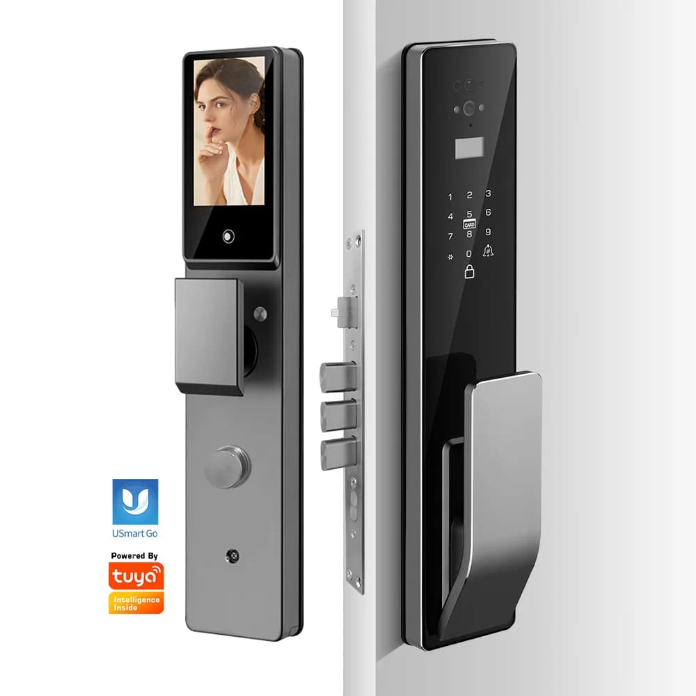 TOPTEQ High-end 6085 Mortise Smart Door Lock With Camera and Fingerprint 3d Face Recognition Smart Door Lock for Turkey Market