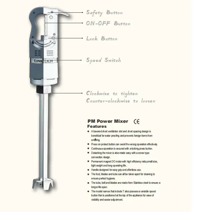 Heavy Manual Industrial Mini Hand Immersion Stick Blender Cuisine Machine Food Mixer