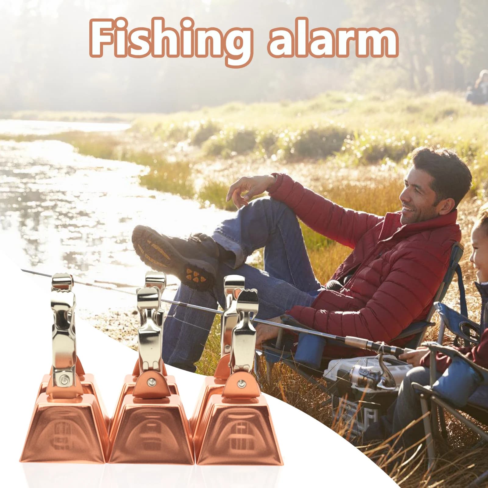 Campane da pesca in rame imitazione Avviso universale per canna da pesca Accessori da pesca per la pesca d'acqua dolce e salata